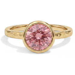 Padparadscha-Saphir Verlobungsring 2 Karat Echter Runder Solitär Lünette 14 Karat Gelbgold Luxus