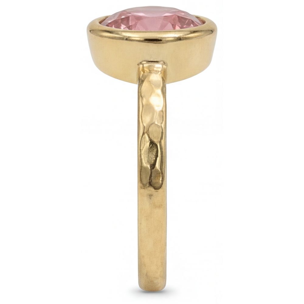 Padparadscha-Saphir Verlobungsring 2 Karat Echter Runder Solitär Lünette 14 Karat Gelbgold Deluxe
