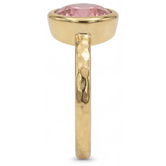Padparadscha-Saphir Verlobungsring 2 Karat Echter Runder Solitär Lünette 14 Karat Gelbgold Deluxe