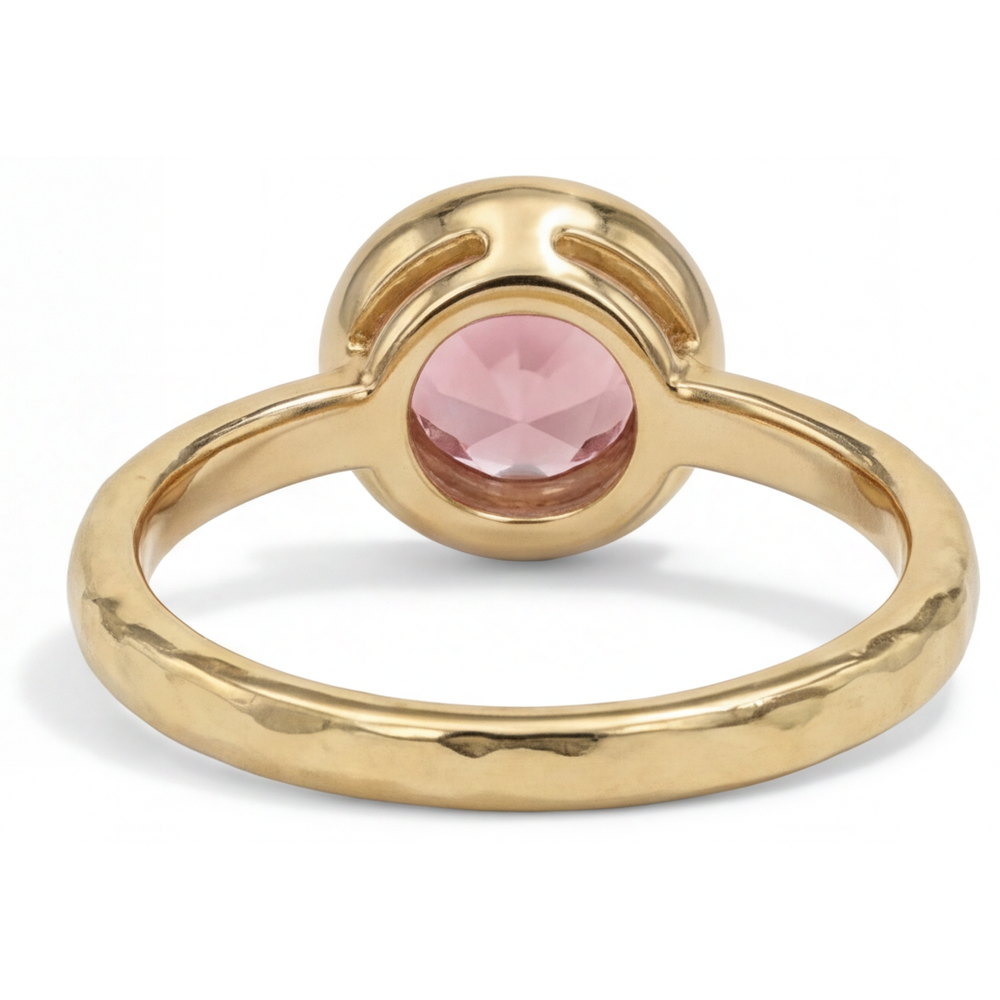 Padparadscha-Saphir Verlobungsring 2 Karat Echter Runder Solitär Lünette 14 Karat Gelbgold