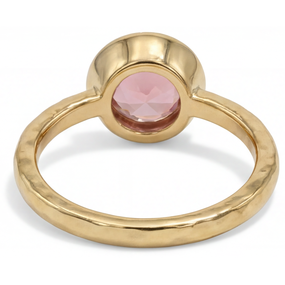 Padparadscha-Saphir Verlobungsring 2 Karat Echter Runder Solitär Lünette 14 Karat Gelbgold Deluxe