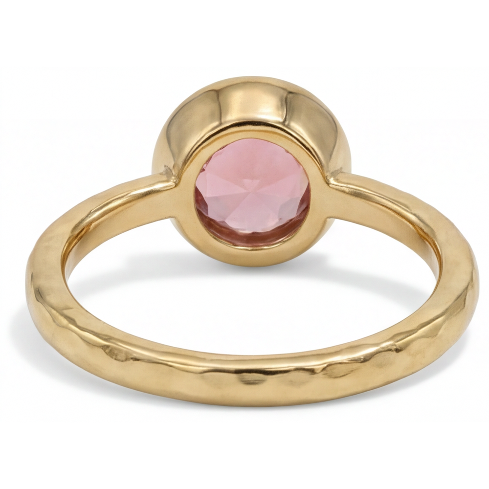 Padparadscha-Saphir Verlobungsring 2 Karat Echter Runder Solitär Lünette 14 Karat Gelbgold Deluxe