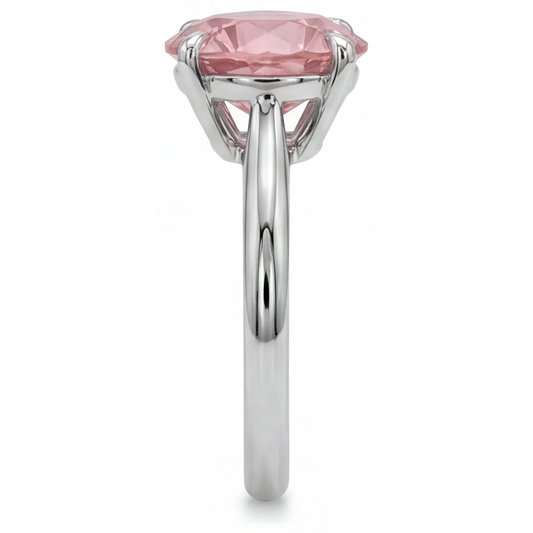 Pfirsich-Saphir 2,5 Karat Echter Runder Padparadscha Solitärring 14 Karat Weißgold
