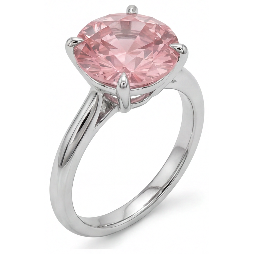 Pfirsich-Saphir 2,5 Karat Echter Runder Padparadscha Solitärring 14 Karat Weißgold