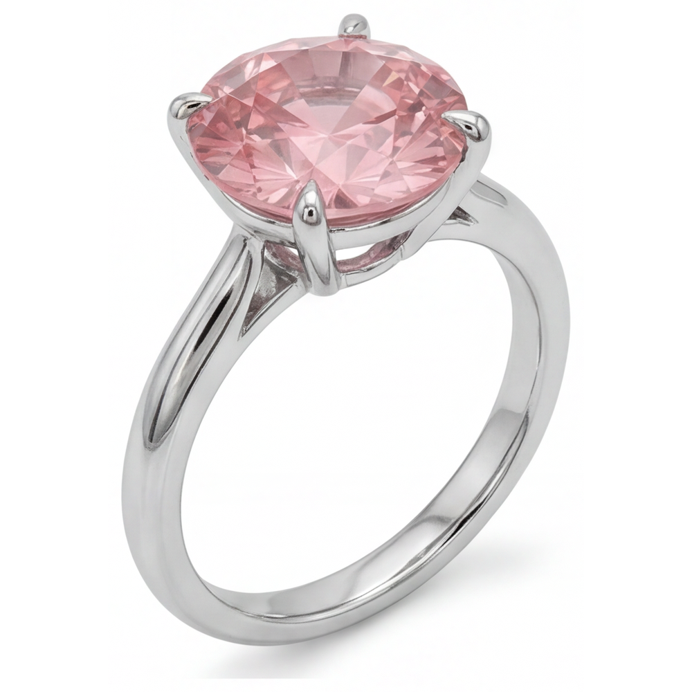 Pfirsich-Saphir 2,5 Karat Echter Runder Padparadscha Solitärring 14 Karat Weißgold