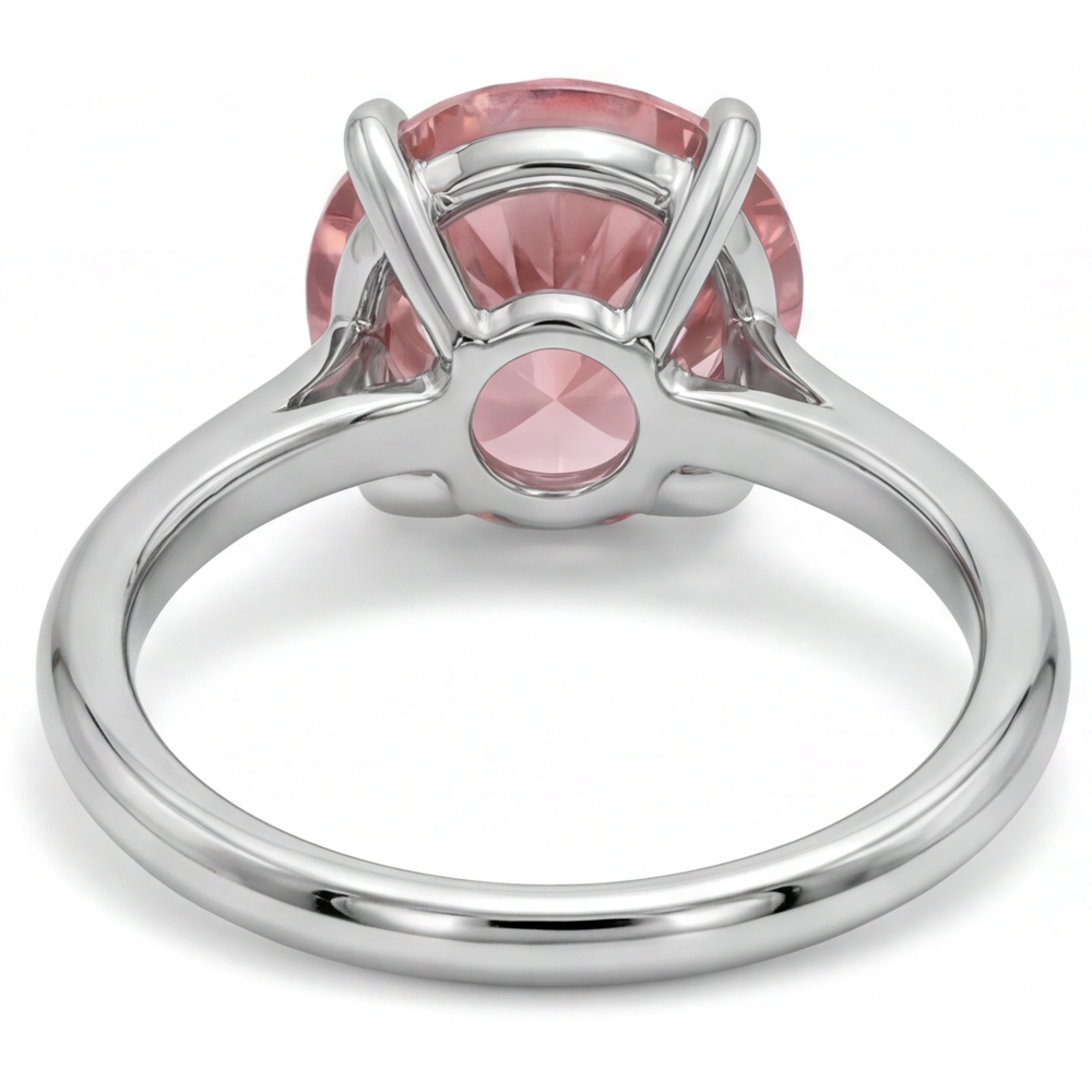 Pfirsich-Saphir 2,5 Karat Echter Runder Padparadscha Solitärring 14 Karat Weißgold