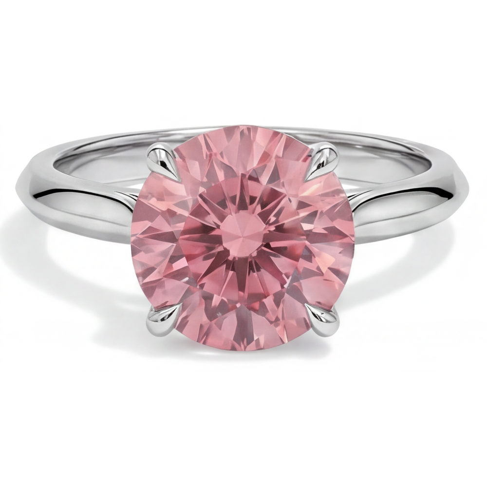 Pfirsich-Saphir 2,5 Karat Echter Runder Padparadscha Solitärring 14 Karat Weißgold