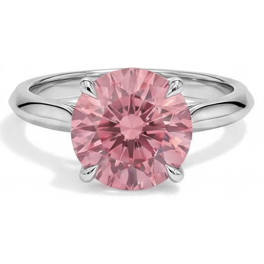 Pfirsich-Saphir 2,5 Karat Echter Runder Padparadscha Solitärring 14 Karat Weißgold