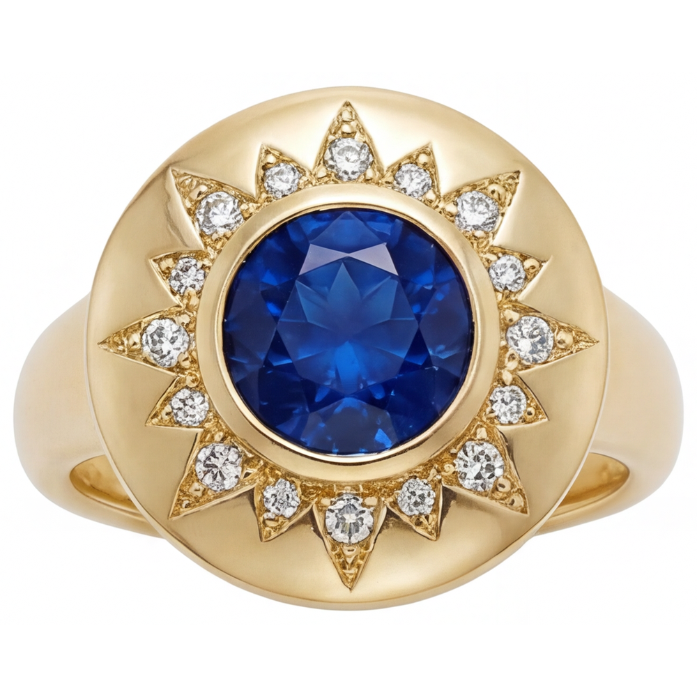Edelstein-Ring 14K Gelbgold mit Royalblauer Saphir – Hauptansicht