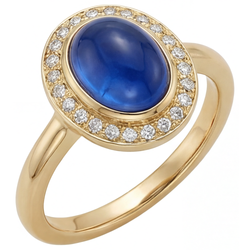 Edelstein-Ring 14 Karat Gelbgold – Royalblauer Saphir Oval 3,75