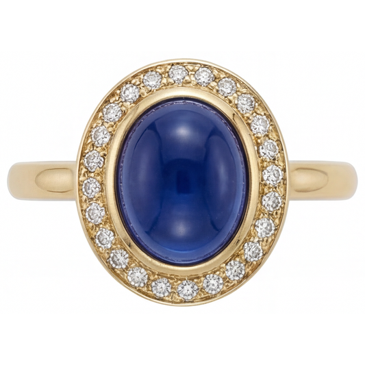 Royalblauer Saphir Edelstein-Ring 3,75-Karat 14 Karat Gelbgold – Frontansicht