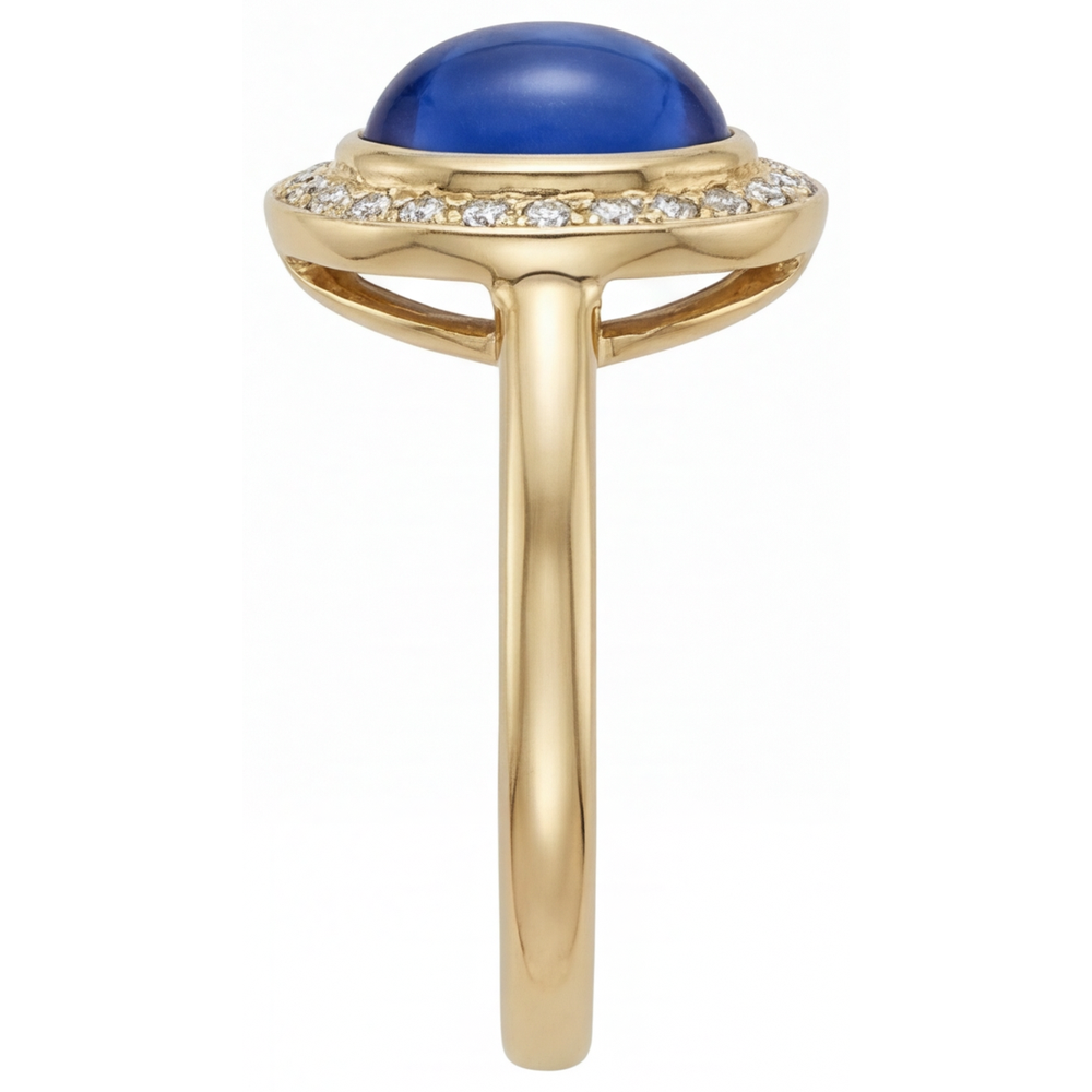 Natürlicher Royalblauer Saphir Edelstein-Ring 3,75 Karat 14 Karat Gelbgold – Schrägansicht