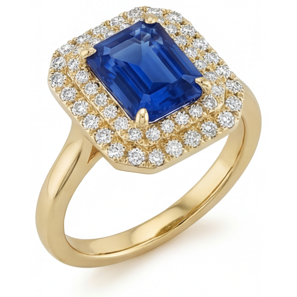 Feiner Royalblauer Saphir Edelstein-Ring 4 Karat – Seitenansicht