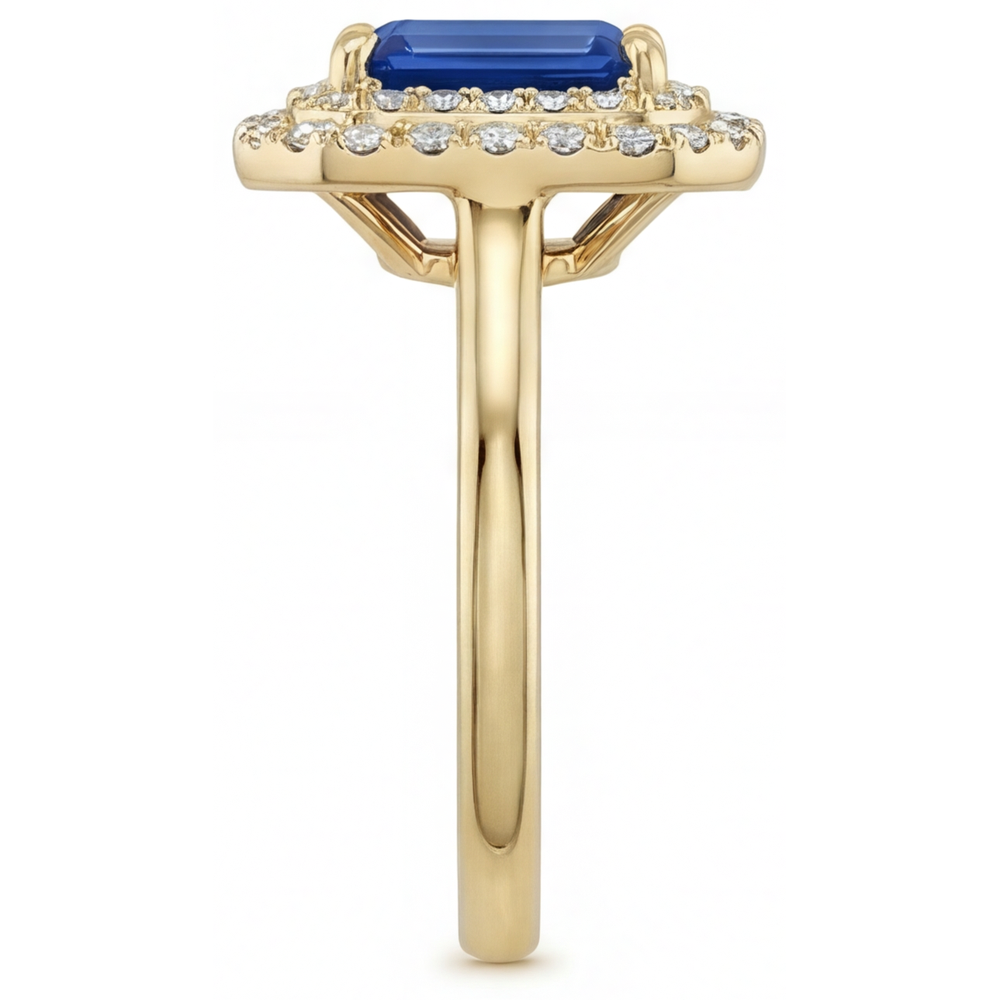 Feiner Royalblauer Saphir Edelstein-Ring 4 Karat – Schrägansicht