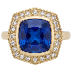 Royalblauer Saphir Edelstein-Ring – VVS 5,75 Karat 14K Gelbgold