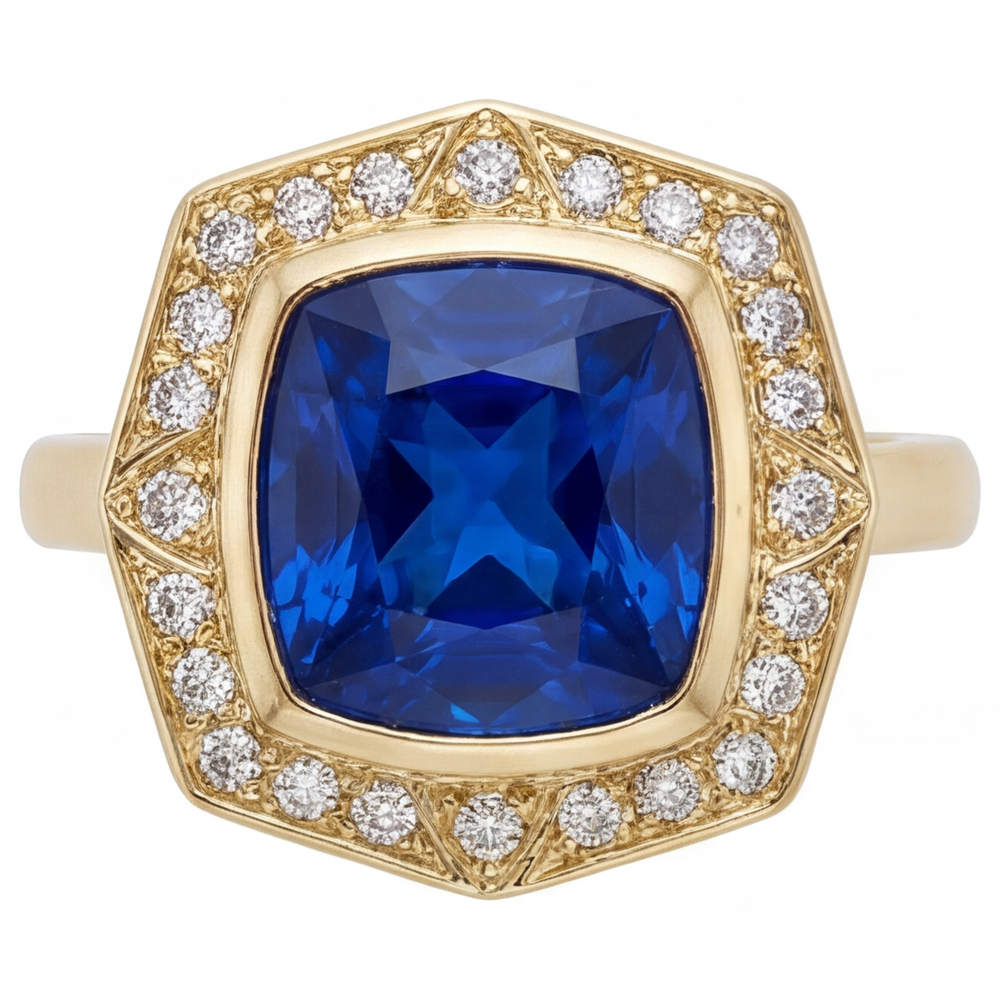Funkelnder Royalblauer Saphir Edelstein-Ring 5,75 Karat – Hauptansicht