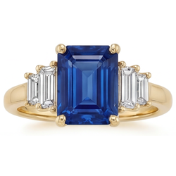 Royalblauer Saphir im Smaragd-Schliff Farbstein-Ring 4 Karat