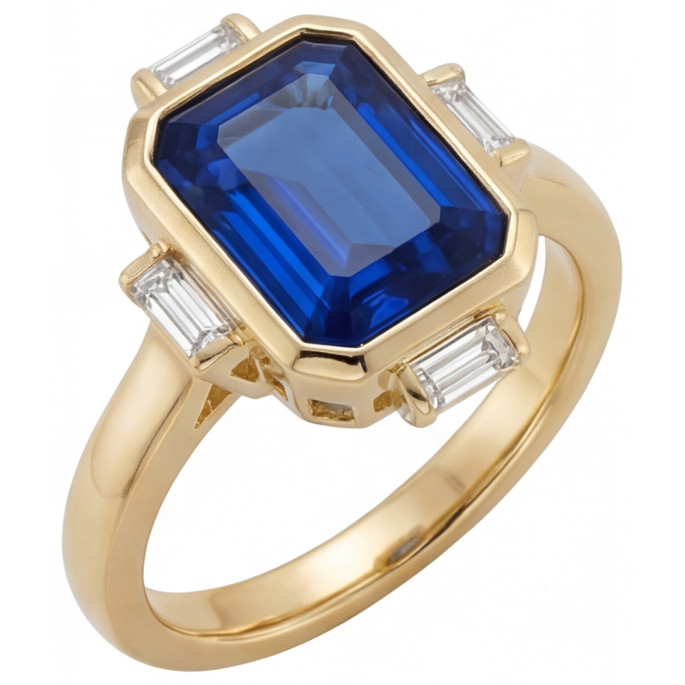 Echter Royalblauer Saphir Schmuckstein-Ring – Frontansicht