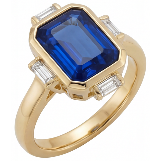 Echter Royalblauer Saphir Schmuckstein-Ring – Frontansicht