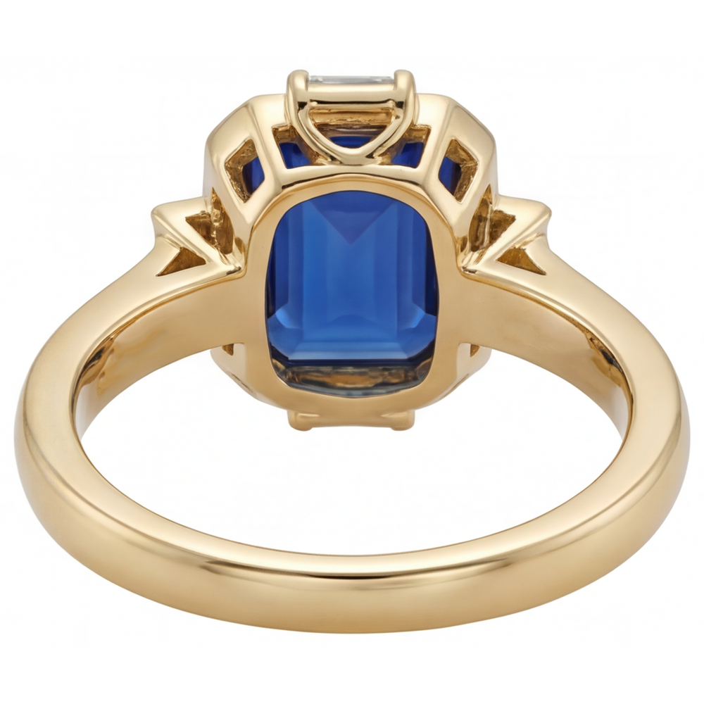 Schmuckstein-Ring 14K Gelbgold mit Royalblauer Saphir – Draufsicht