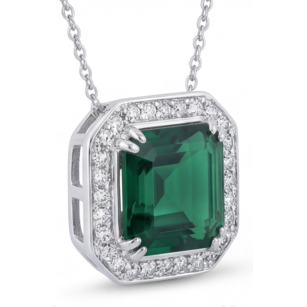 Asscher-Schliff Turmalin Ring in 14K Weißgold – Frontansicht