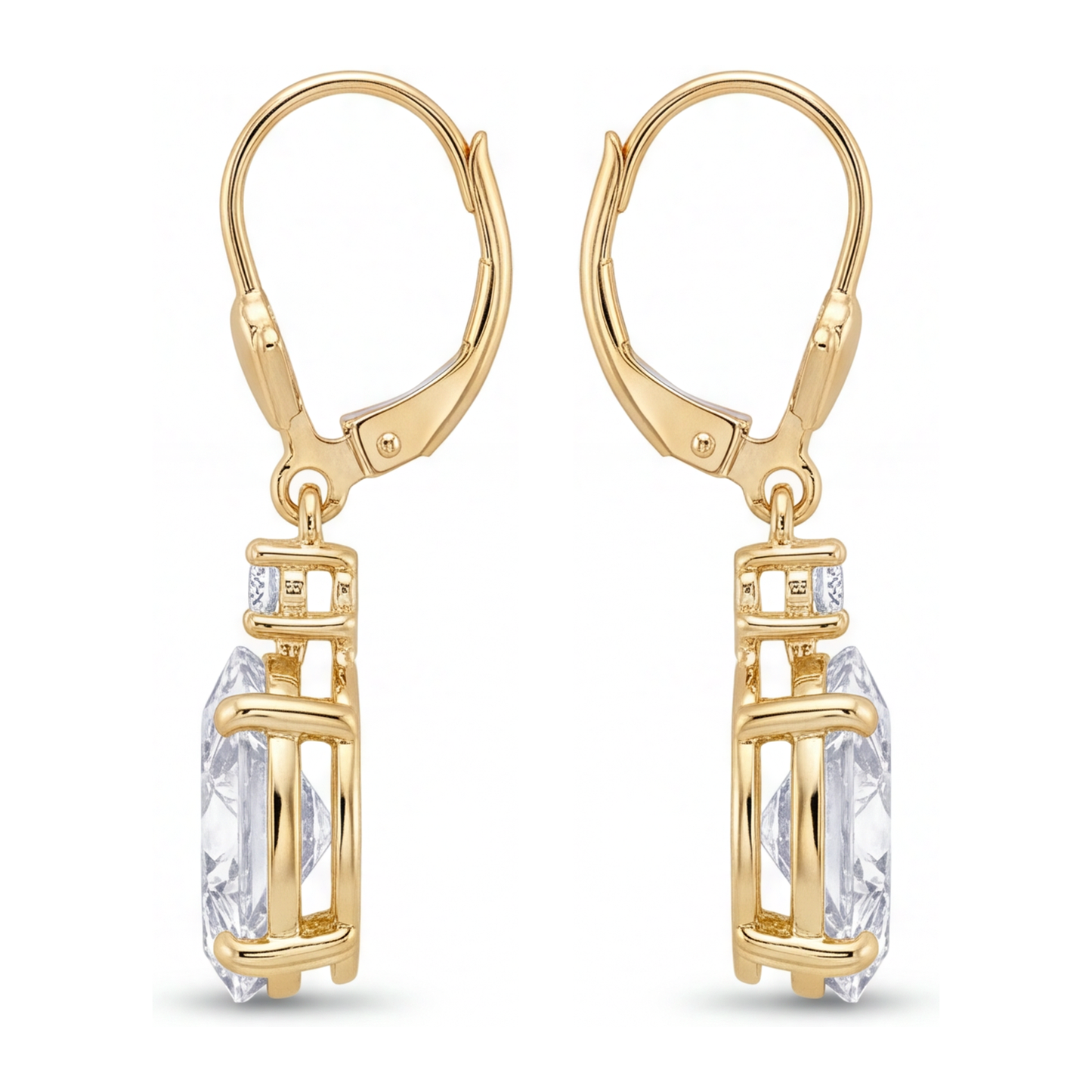 Ohrhänger mit weißen Diamanten, 3 Karat, im Labor gezüchtet, oval, Klappbrisur, 14 Karat Gelbgold
