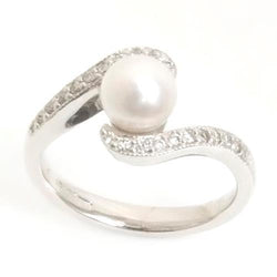 0.50 Karat 10 MM Verlobungsring mit Perle und Aus der Erde Abgebauter Natürlicher Diamant im Rundschliff