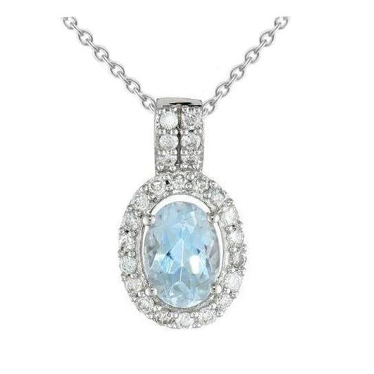 11,00 ct krappenset aquamarin und diamanten anhänger 14k weißgold