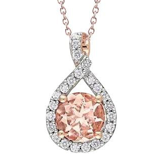 12 karat krappenbesatz morganit mit diamanten anhänger 14k roségold