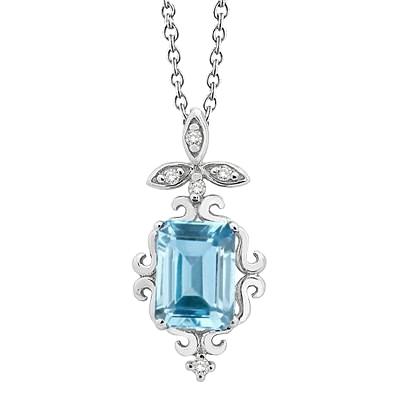 12,25 kt aquamarin im smaragdschliff mit diamanten anhänger 14k gold