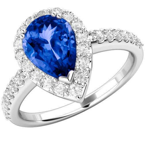 12,25 ct. birne tansanit mit runden diamanten ehering wg 14k