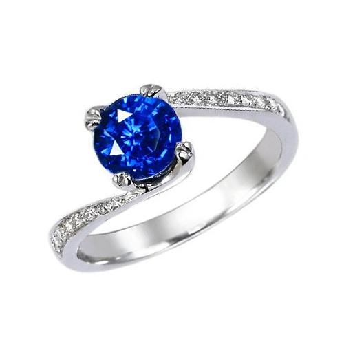 1,25 ct ring mit blauem saphir-diamant im rundschliff aus ceylon