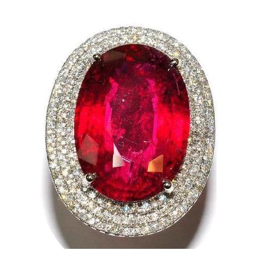 12,50 kt ovaler mandarin granat mit diamanten ring 14k weißgold