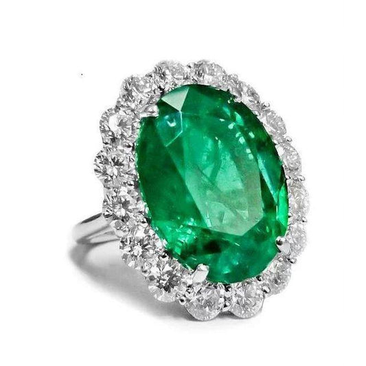 12,75 karat grüner turmalin und diamanten ehering weißgold 14k