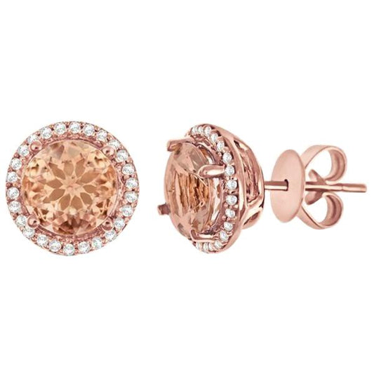 12.02 karat morganit mit diamanten ohrstecker roségold 14k