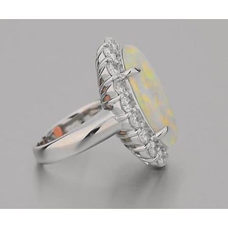 12.50 karat opal und diamanten ehering neu weißgold 14k
