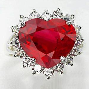 12.75 ct herzförmiger roter rubin-diamant-ring weißgold 14k neu