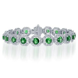 13 Kt. runder grüner Smaragd mit Aus der Erde Abgebauter Natürlicher Diamantarmband