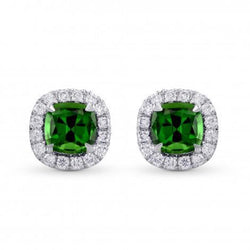 13,40 ct Grüner Turmalin Aus der Erde Abgebauter Natürlicher Diamant Ohrstecker Halo Ohrring 14K Weißgold