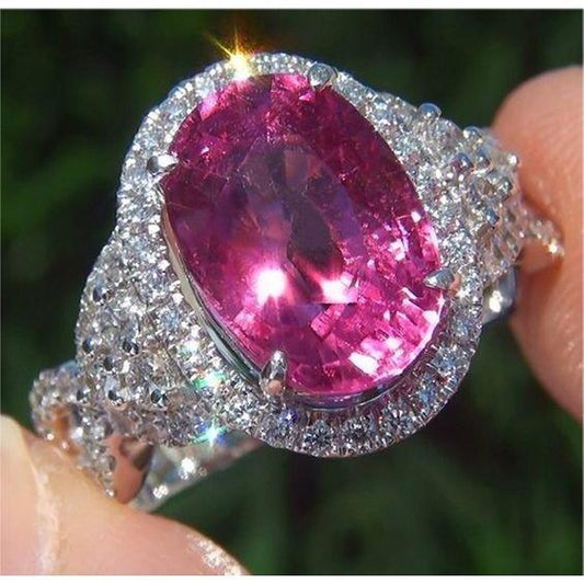 13.25 kt rosa turmalin und diamanten ehering gold weiß 14k