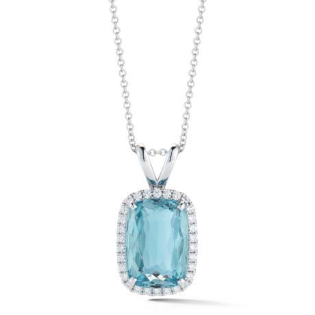 13.50 ct aquamarin mit diamanten anhänger mit kette weißgold 14k