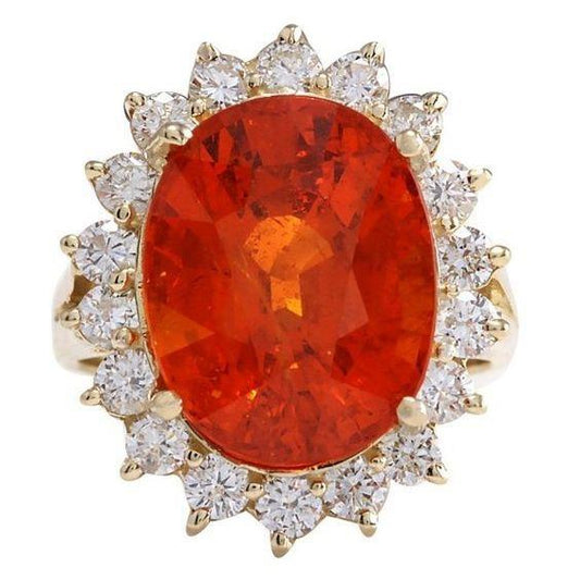 14 kt. brillantschliff granat und diamanten verlobungsring gold 14k