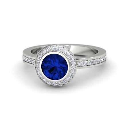 14k lünette ceylon saphir diamant verlobungsring 3.42 karat