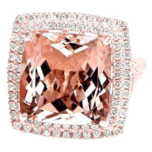 14k rose gold morganit und diamant 10,25 ct ring neu