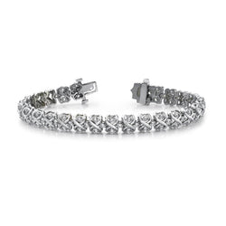 14K Weißgold 10,40 Karat Rundes Brillant-Aus der Erde Abgebauter Natürlicher Diamant-Armband mit acht Gliedern