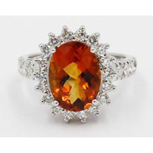 14k weißgold madeira citrin und diamantring 22,50 karat schmuck