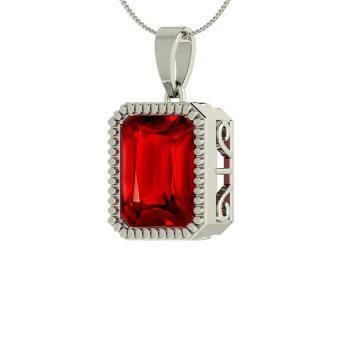 14k weißgold roter rubin radiant cut 5 karat anhänger halskette neu