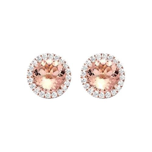 14.50 karat morganit & diamanten ohrstecker roségold 14k