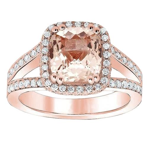 15 kt kissen morganit und runde diamanten ring roségold 14k