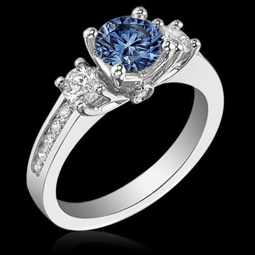 1,51 ct. weißer blauer diamanten 3 stein edelstein ring weißgold